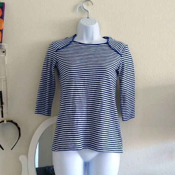 Who What Wear Striped Blue Top 3/4 Sleeve size XS - Picture 1 of 4